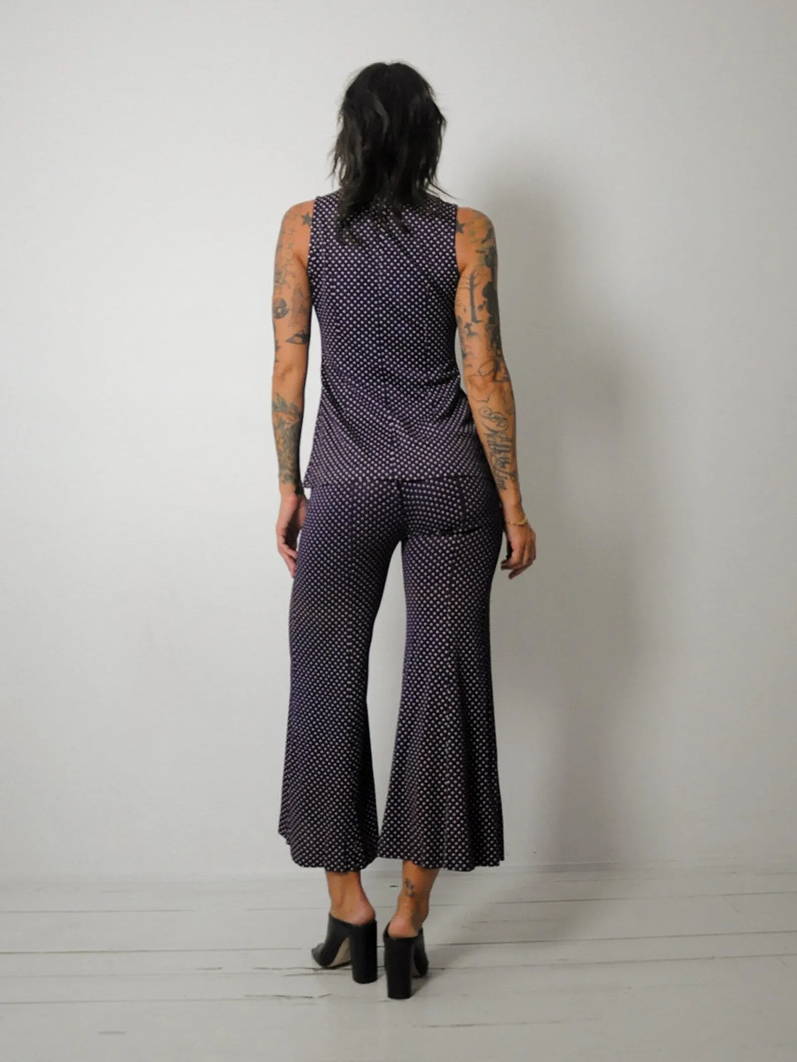 1970's Plum Polka Dot Pant Set