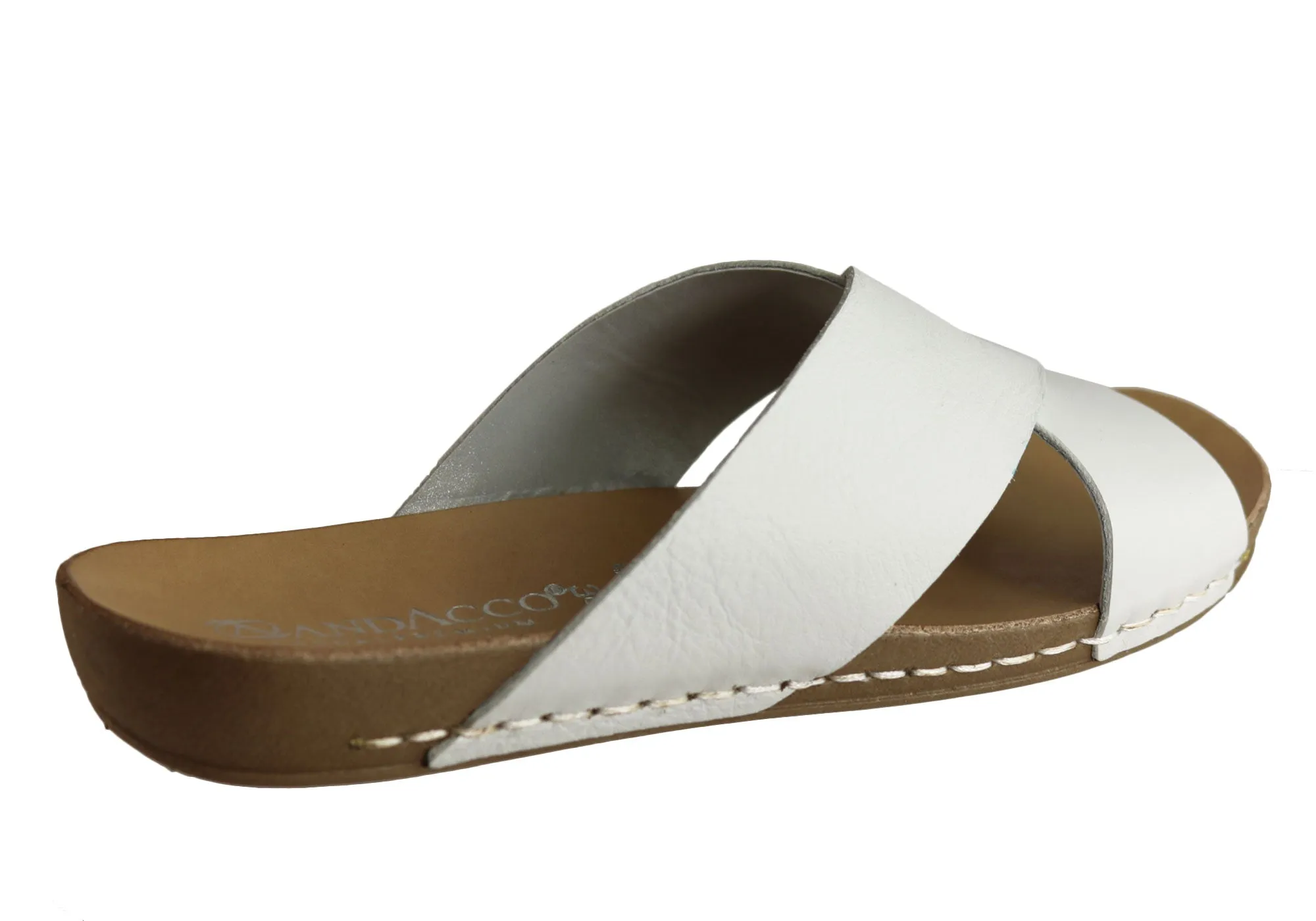 Andacco Hilly Womens Comfort Flat Leather Slide Sandals Made In Brazil