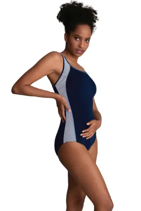 Anita KRABI Mastectomy Swimsuit, Navy Blue/White (M26236)