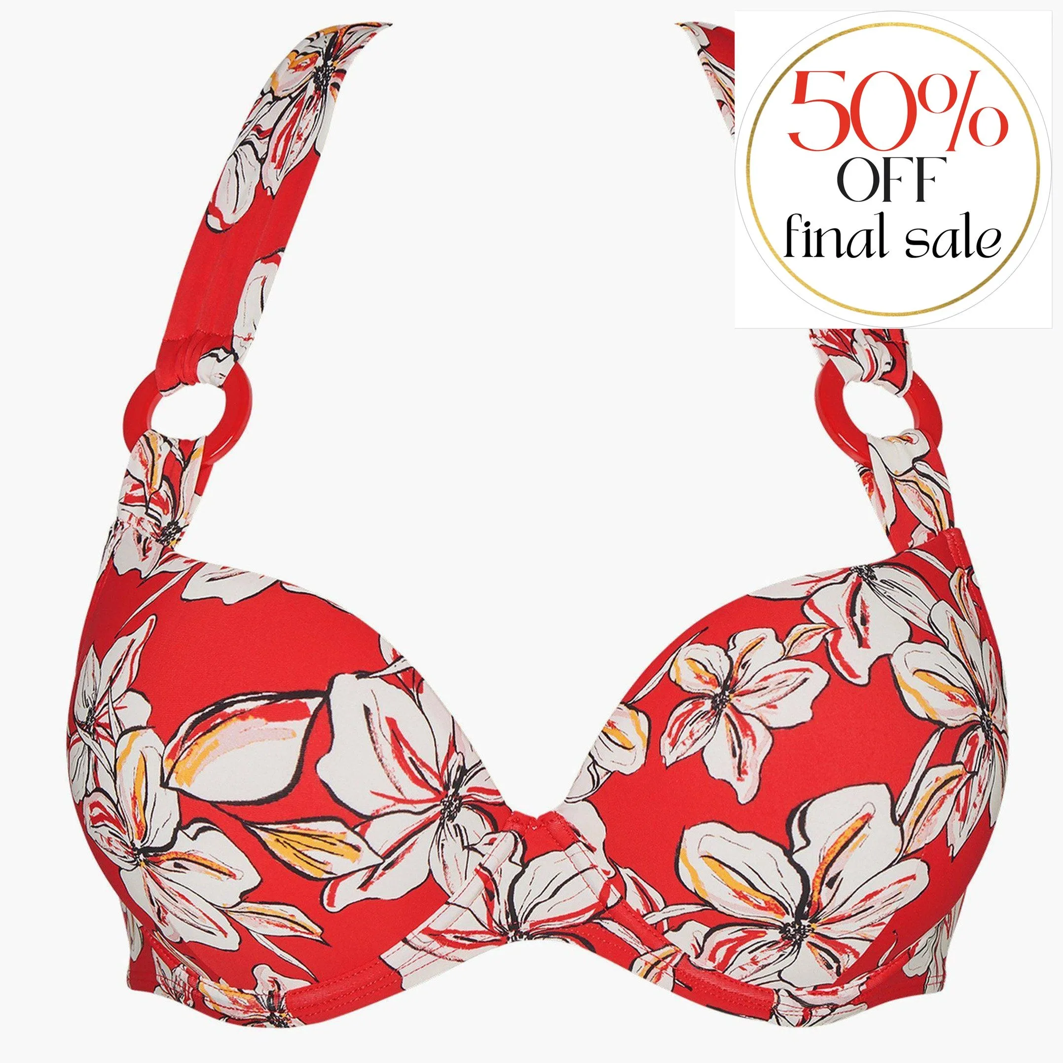 Aubade Parfums D'Ete' Moulded Push-Up Bikini Top In Red TU08