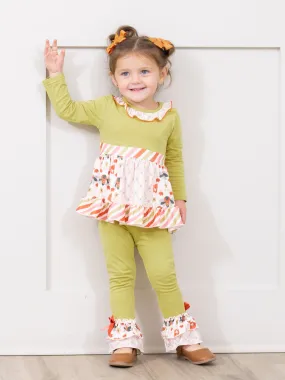 Chartreuse & Candy Stripe Turkey Ruffle Outfit