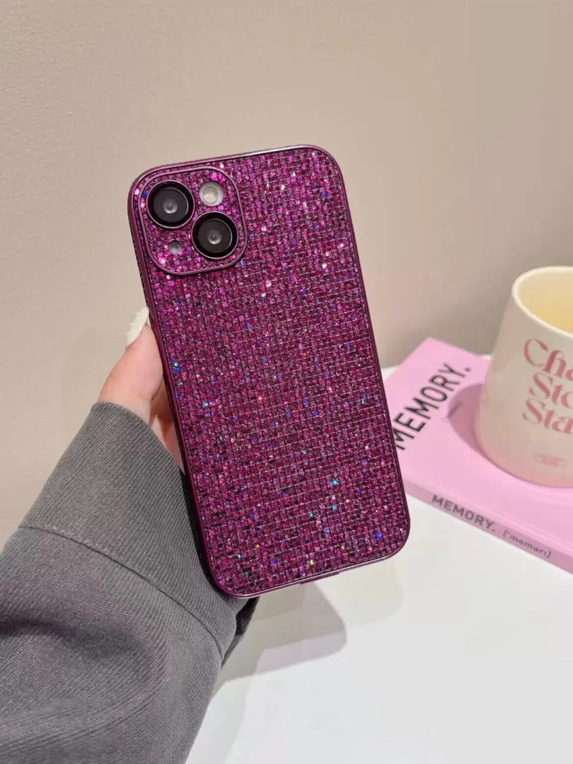 Cute Solid Bling Glam Shimmer Shiny Sequin Glitter Design Protective Shockproof iPhone Case for iPhone 11 12 13 14 15 Plus Pro Max