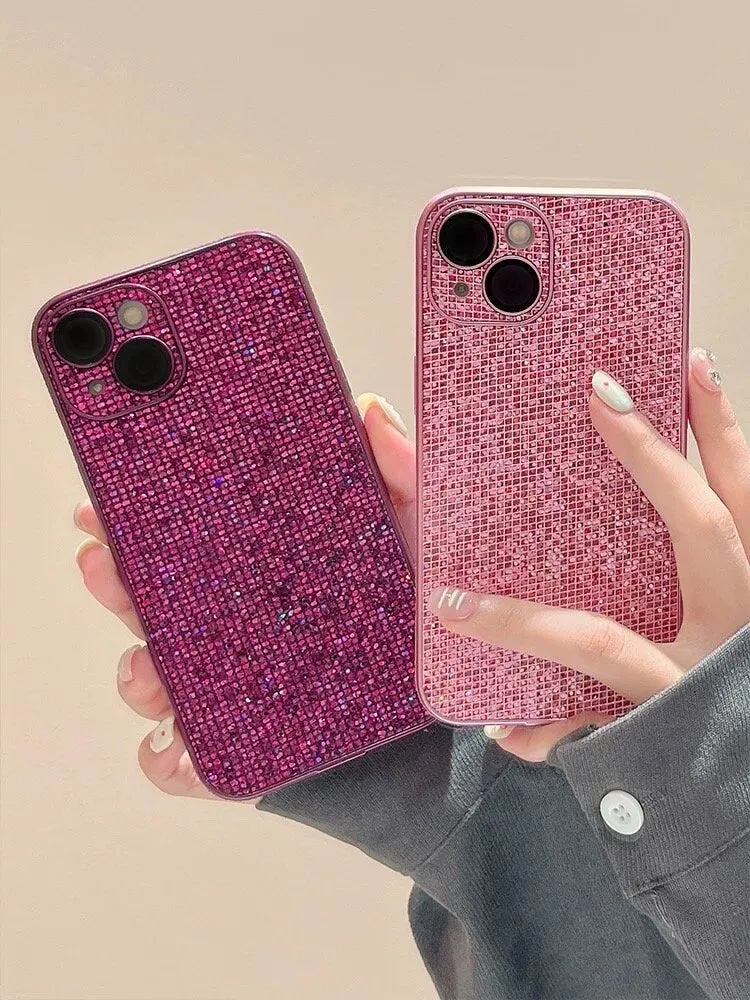 Cute Solid Bling Glam Shimmer Shiny Sequin Glitter Design Protective Shockproof iPhone Case for iPhone 11 12 13 14 15 Plus Pro Max