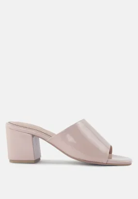 Dumpllin Patent Faux Leather Slip-On Block Heel Sandals By Ruw