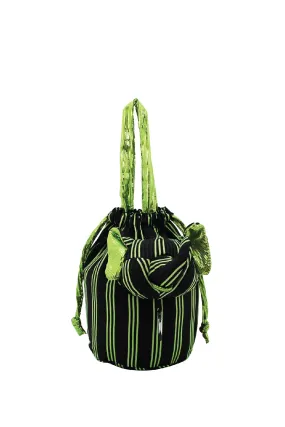 ELEPH FOLDABLE PLEAT 3 STRIPE - POUCH : Black / Lime