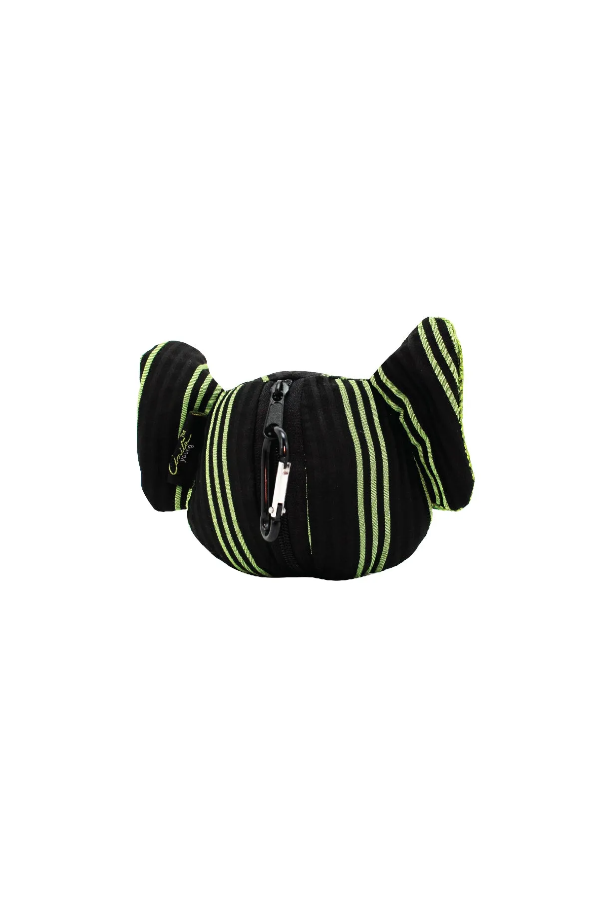 ELEPH FOLDABLE PLEAT 3 STRIPE - POUCH : Black / Lime