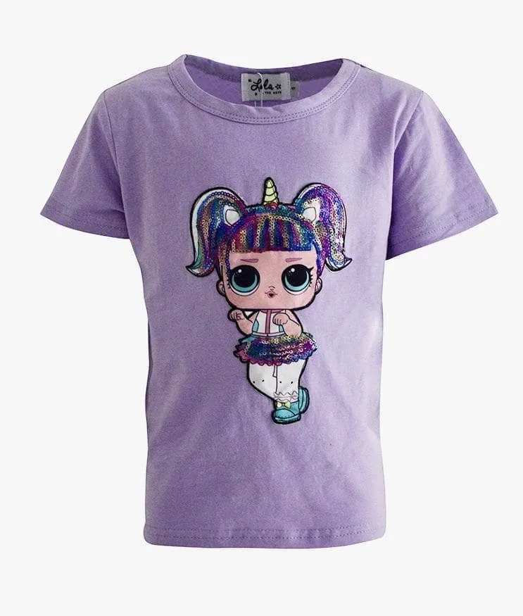 Girls Sequin Doll T-Shirt