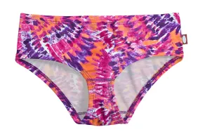 Girls UPF 50  Printed Swim Briefs  | Fiery Tie Dye