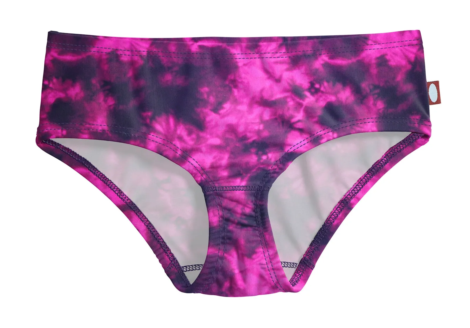 Girls UPF 50  Printed Swim Briefs  | Fuchsia Black Tie Dye