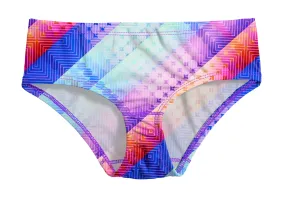 Girls UPF 50  Printed Swim Briefs  | Plaid Diagonal