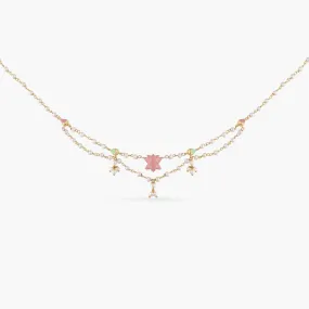 Jalaja Lotus Motifs Layered Pearl Necklace