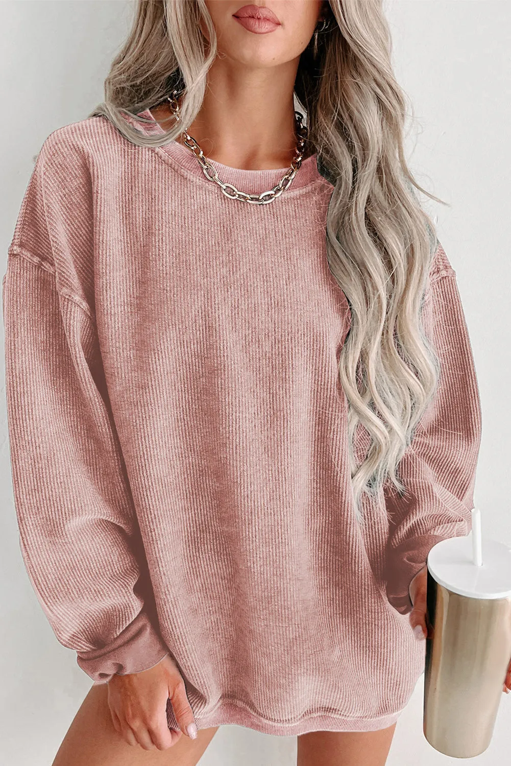 oversized waffle knit top