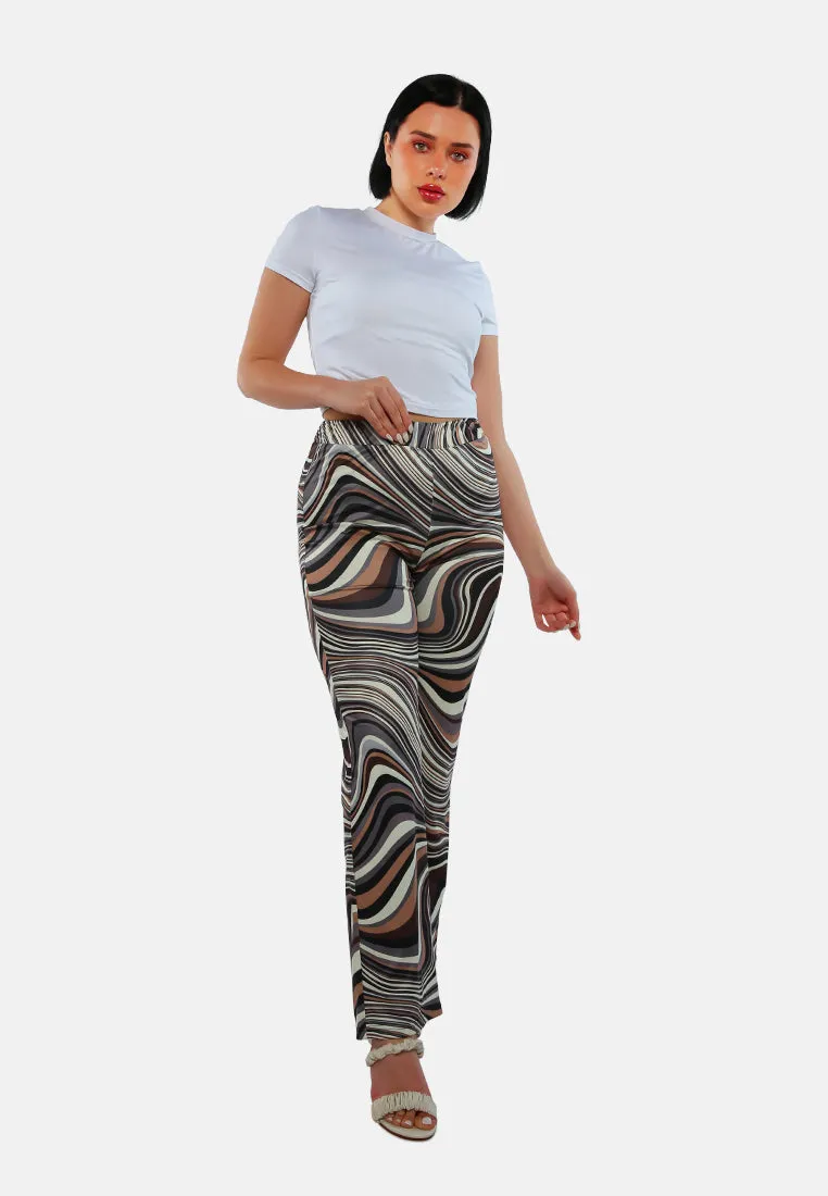 Psychedelic Print High Waist Trousers