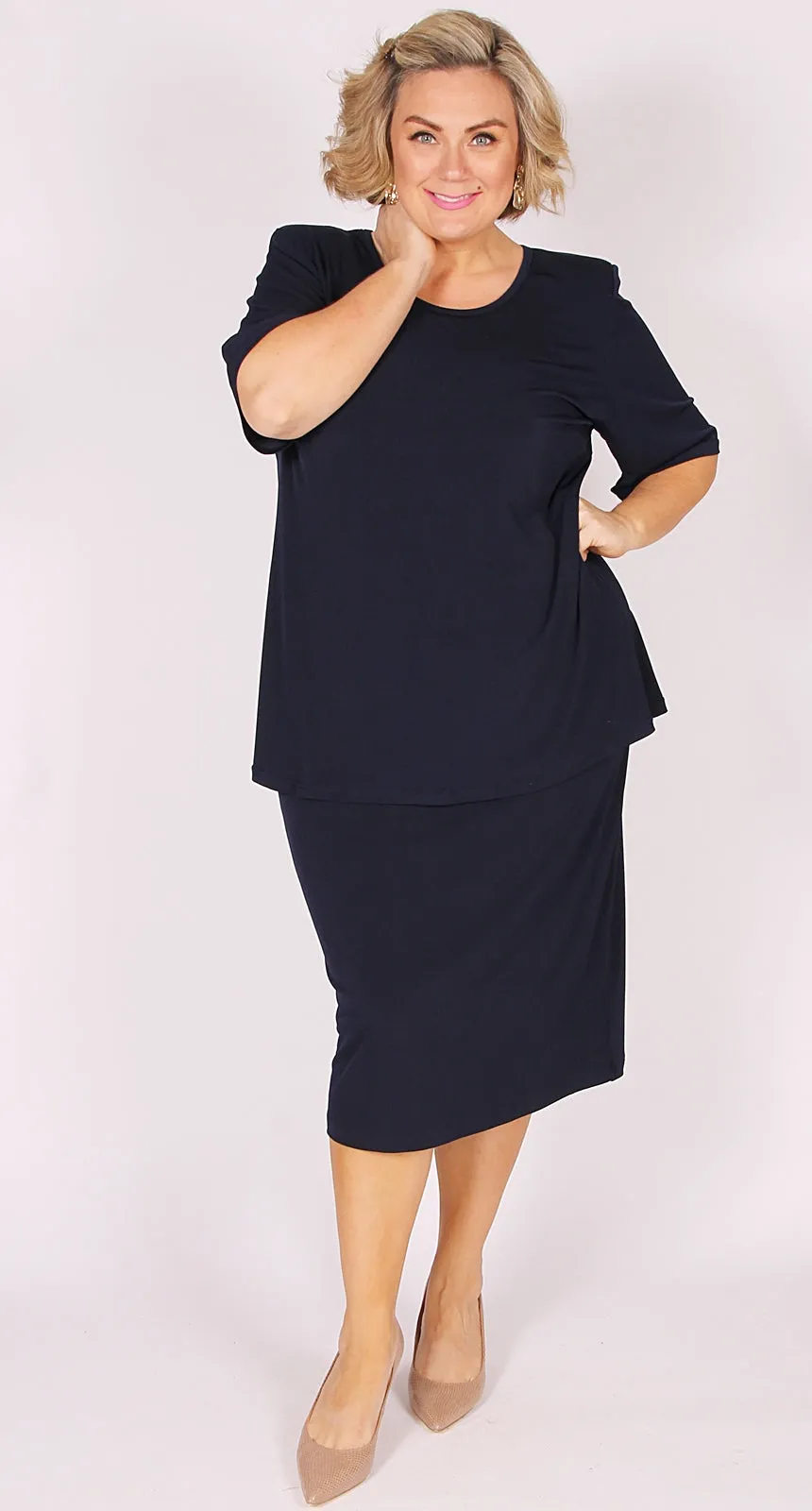 Rikki Round Neck Top Navy