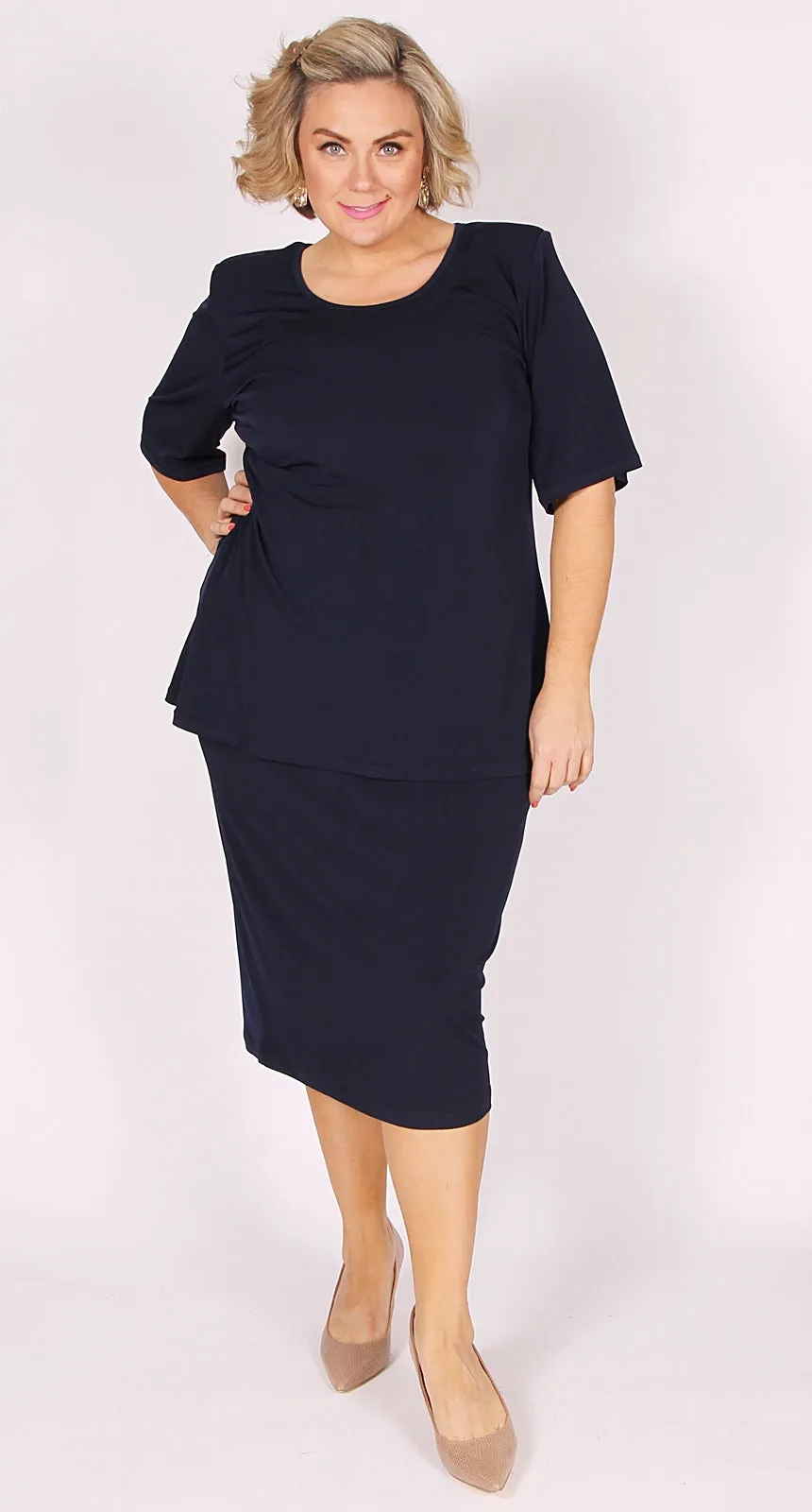 Rikki Round Neck Top Navy