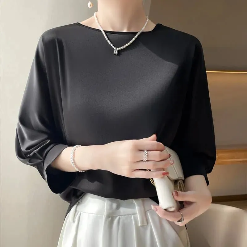 Satin Half-Sleeve Blouses