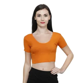 Vami Women's Cotton Stretchable Readymade Blouses - Vibrant Orange