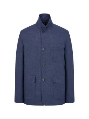 Warded wool single jacket light navy